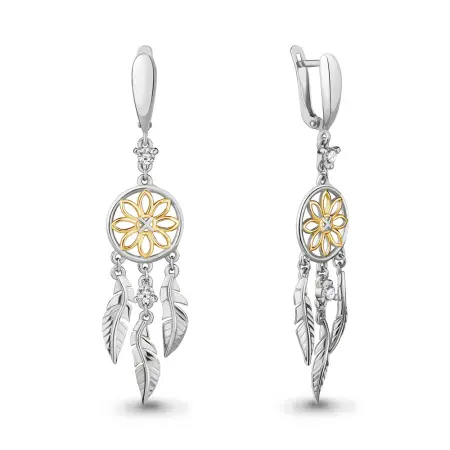 Серьги из серебра с фианитом «Ловец снов»