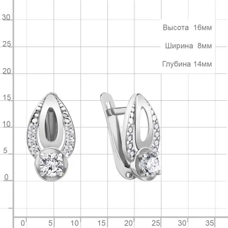 Серьги из серебра с фианитами