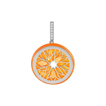 Подвеска из серебра с эмалью и фианитами «Апельсин»