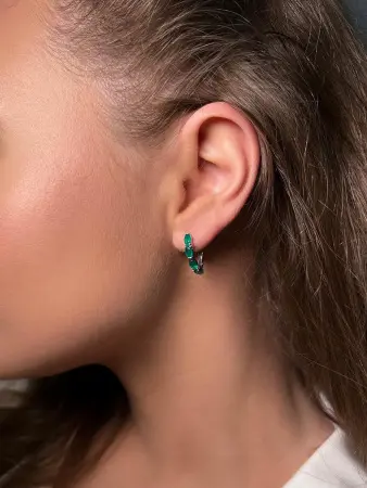 Серьги из серебра с зелёным агатом