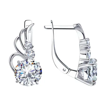 Серьги из серебра с фианитами