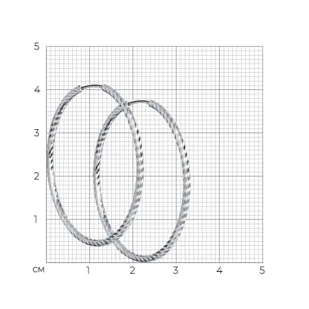 Серьги конго из серебра с алмазной гранью 3,5 см