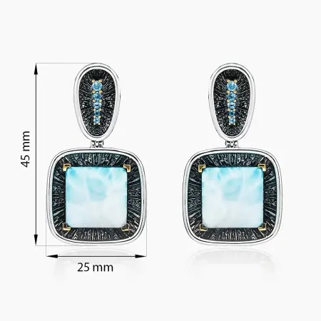 Серьги из серебра «Нежность» с топазом и ларимаром