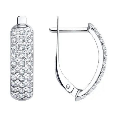 Серьги из серебра с фианитами