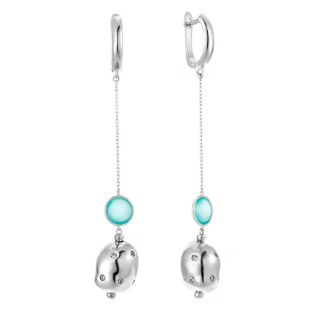 Серьги из серебра с ситаллом и цирконием