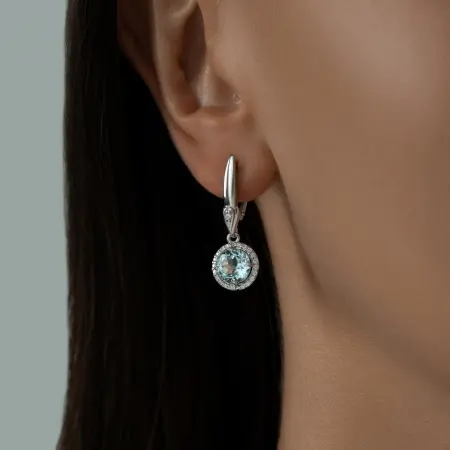 Серебряные серьги с топазом и фианитами