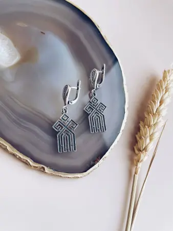 Серебряные серьги в славянском стиле «Чур»
