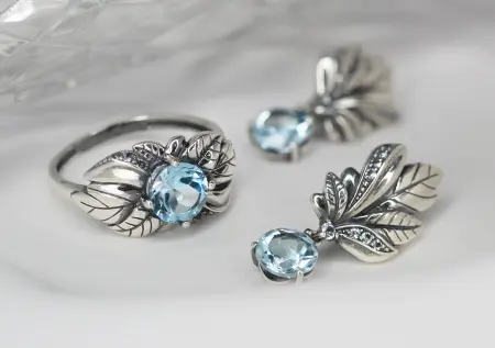 Серьги из серебра с топазами «Русская душа»