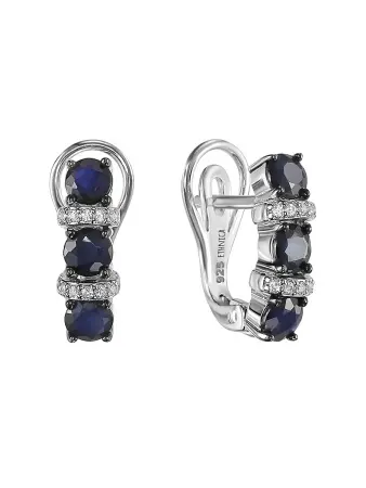 Серьги из серебра с натуральным сапфиром «Дорожка»