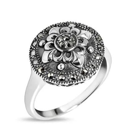 Серебряное кольцо с марказитами Swarovski