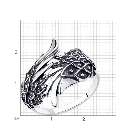 Серебряное кольцо с фианитами «Крыло»