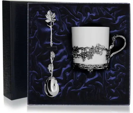 Чашка чайная «Виноград» с ложкой