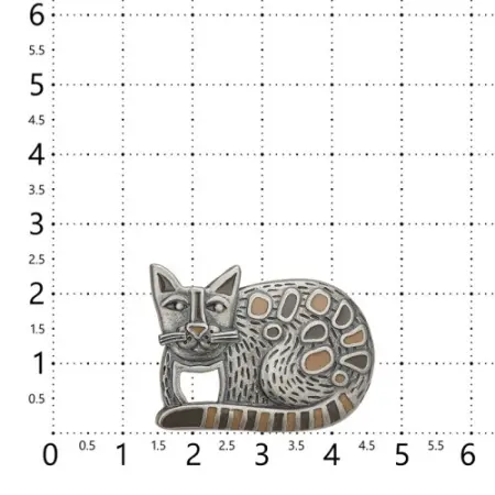 Брошь из серебра с эмалью «Кот»