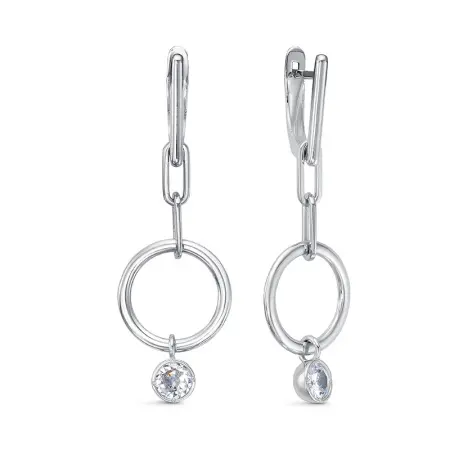 Серьги из серебра с фианитами