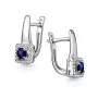 Серебряные серьги с сапфиром и фианитами