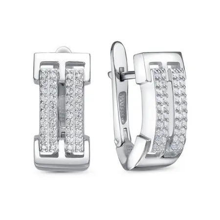 Серьги из серебра с фианитами