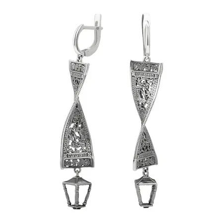 Длинные серебряные серьги «Аничков мост»