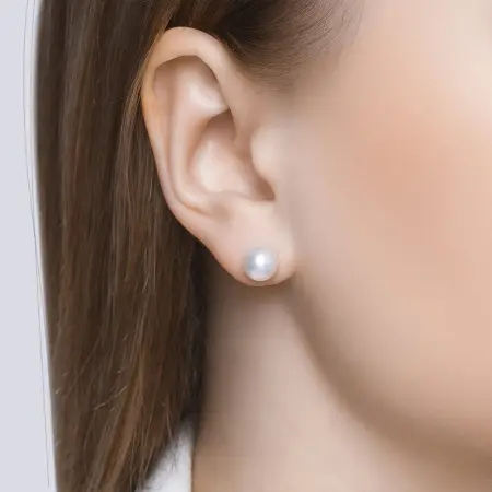 Серьги-пусеты из серебра с жемчугом