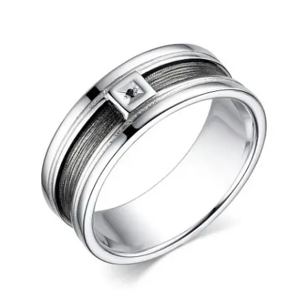 Кольцо из серебра с чёрным бриллиантом