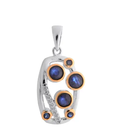 Подвеска из серебра с сапфиром и фианитами