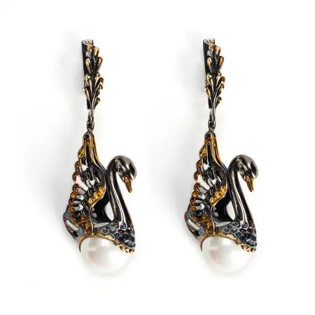 Серебряные серьги «Лебеди»