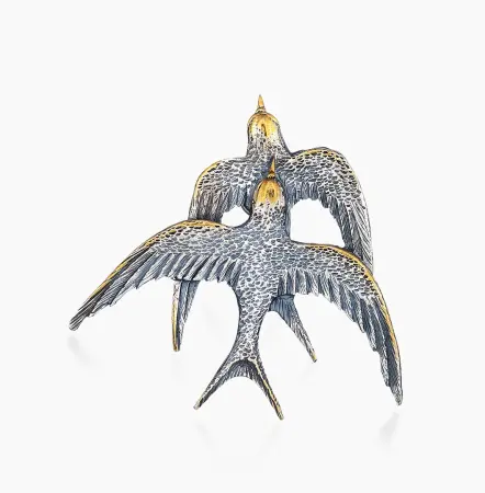 Серебряная брошь «Ласточки»