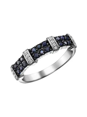 Серебряное кольцо с сапфиром и фианитами