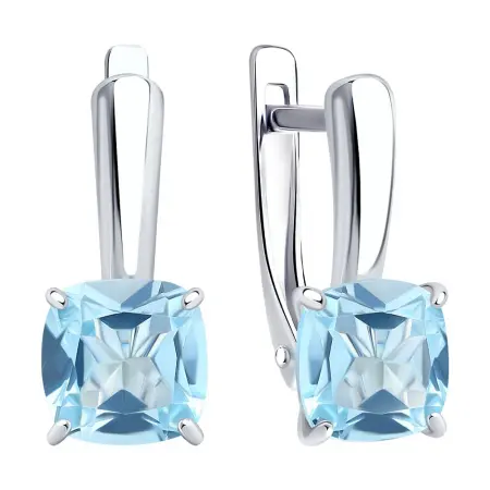Серьги из серебра с голубыми топазами