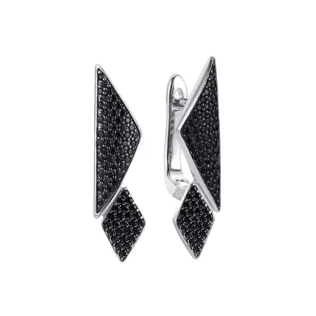 Серебряные серьги «Черный элемент» 00979