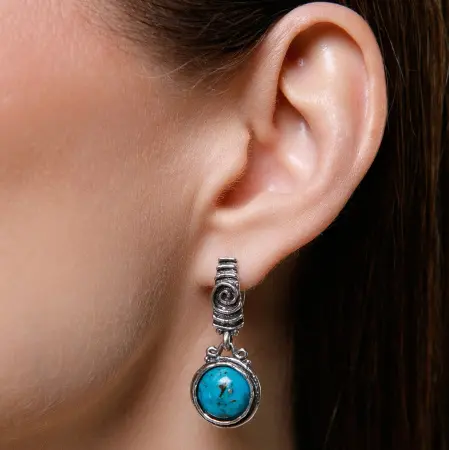 Серебряные серьги с бирюзой