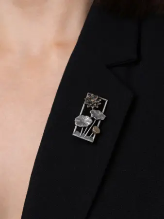 Брошь из серебра «Цветы» с позолотой