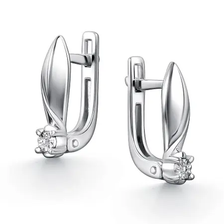Серебряные серьги с бриллиантом