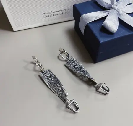 Серьги из серебра «Благовещенский мост Петербург»