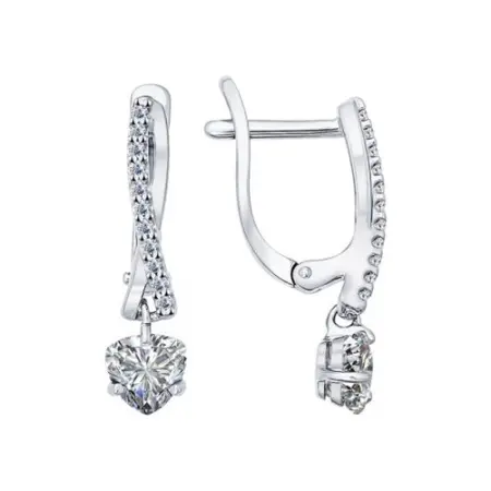 Серьги из серебра с фианитами