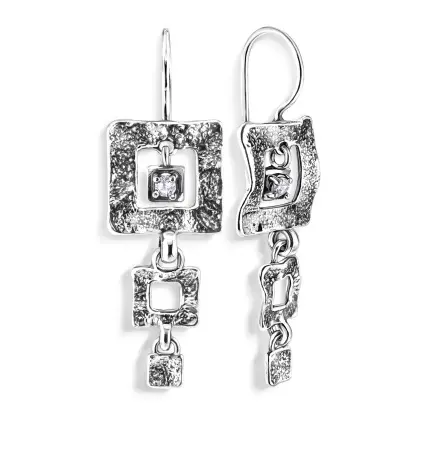 Серьги из серебра с фианитами
