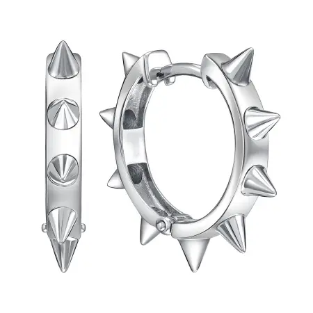 Серьги-конго из серебра с шипами