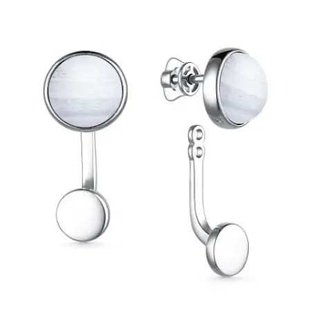 Серьги-гвоздики из серебра с агатом