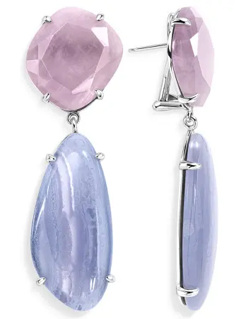 Серебряные серьги с аметистом и агатами