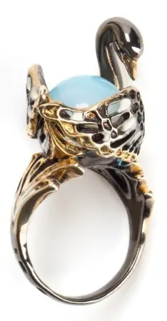 Серебряное кольцо «Лебедь»