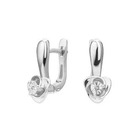 Серебряные серьги с бриллиантом