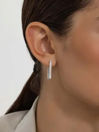 Серьги из серебра с бриллиантом «Прямоугольник»