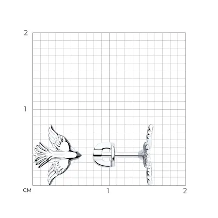 Серьги-пусеты из серебра «Ласточка»