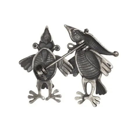 Серебряная брошь «Воронята»