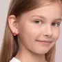 Детские серебряные серьги с эмалью и фианитами «Божья коровка»