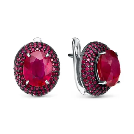 Серьги из серебра с корундом