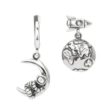 Серьги из серебра «Земля в иллюминаторе»