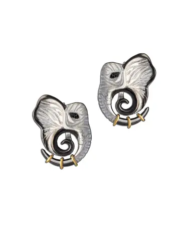Серьги из серебра с эмалью «Слон»