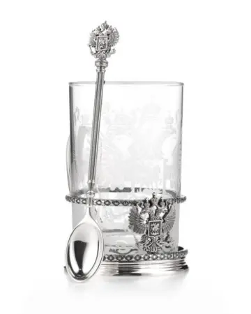 Подстаканник «Держава» из серебра с ложкой