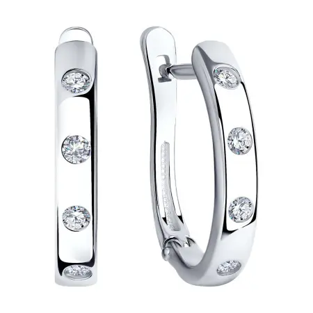 Серьги из серебра с фианитами