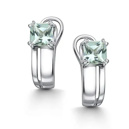 Серьги из серебра с празиолитом